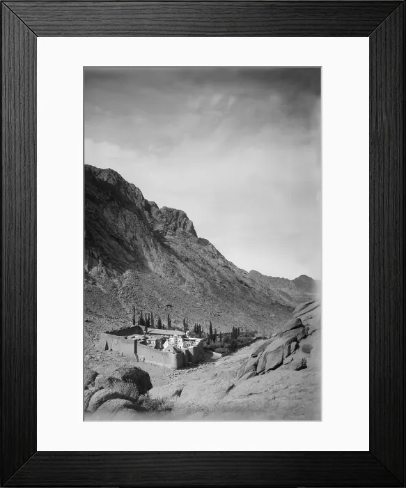 Framed Print : Mount Sinai, to Sinai via the Red Sea, Tor, and Wady Hebran, Monastery of St. Katherine (aka Monastery of St. Catherine) from the southeast, 1900-1920
