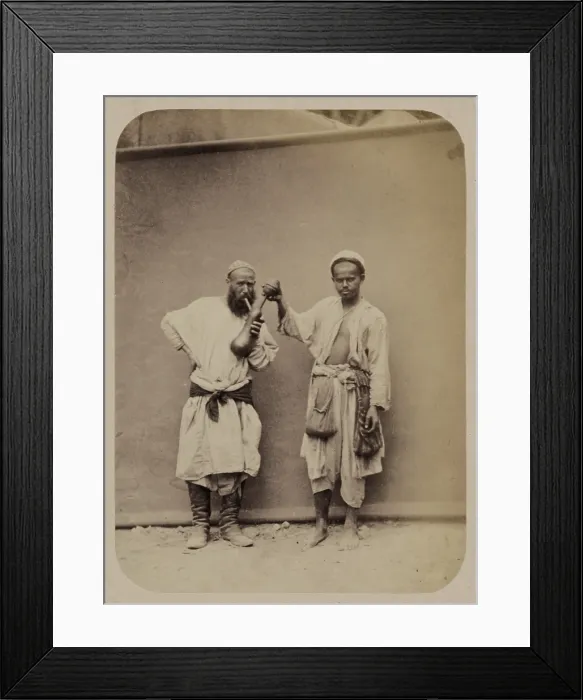 Framed Print : Folk festival at Ramadan, hookah smoker, original caption: Narodnoe gulian'e v prazdnik Romazan'. Kal'ianshchik, photograph circa 1865-1872