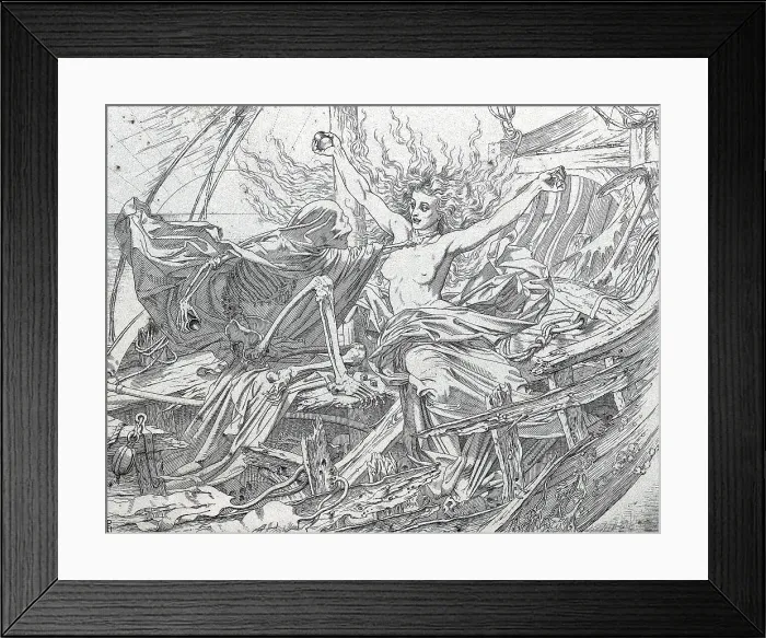 Framed Print : COLERIDGE, Samuel Taylor (1772-1834); Dore, Paul Gustave (1832-1883). The Rime of the Ancient Mariner. 1877. Scene of death and the lady. Litography. - J