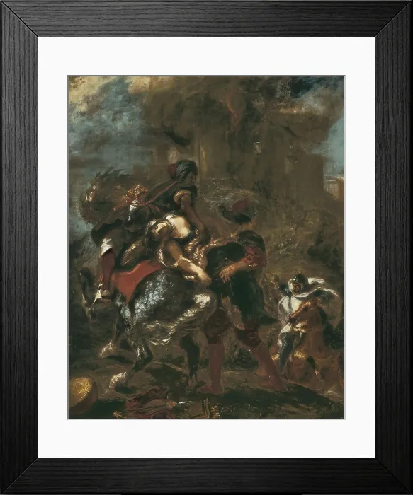 Framed Print : DELACROIX, Eugne (1798-1863). The Abduction of Rebecca. 1846. Work based on Walter Scott's novel 'Ivanhoe'. Romanticism. Oil on canvas. UNITED STATES OF AMERICA