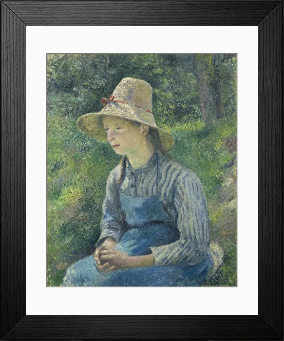 Framed Print : Peasant Girl with a Straw Hat, by Camille Pissarro, 1881, French impressionist painting, oil on canvas Framed Print : Peasant Girl with a Straw Hat, by Camille Pissarro, 1881, French impressionist painting, oil on canvas