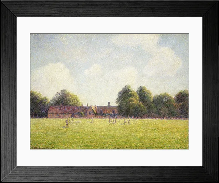 Framed Print : Hampton Court Green, by Camille Pissarro, 1891, French impressionist painting, oil on canvas