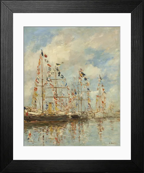 Framed Print : Yacht Basin at Trouville-Deauville, by Eugene Boudin, 1895-96, French impressionist painting, oil on canvas