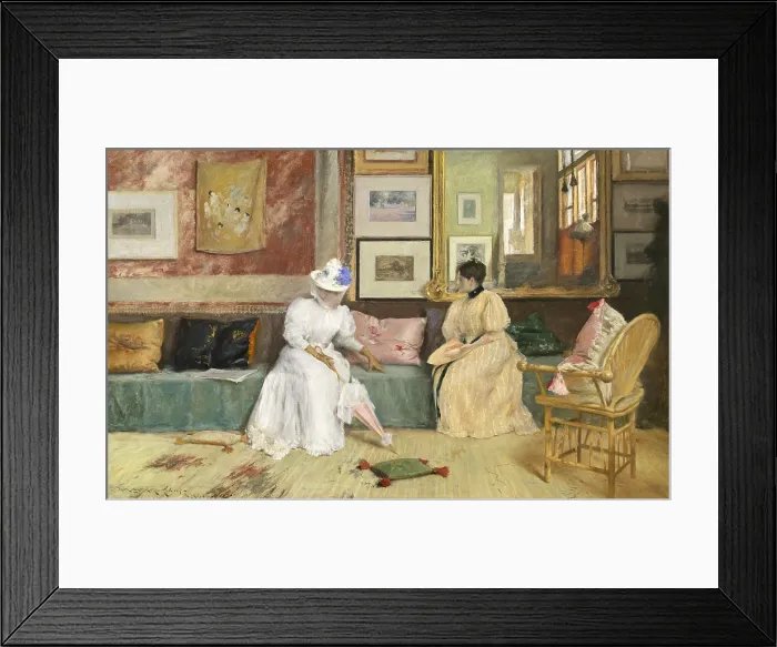 Framed Print : A Friendly Call, by William Merritt Chase, 1895, American impressionist painting, oil on canvas Framed Print : A Friendly Call, by William Merritt Chase, 1895, American impressionist painting, oil on canvas