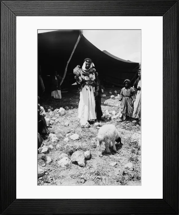 Framed Print : Bedouin hunter with his falcon and child, Jerusalem, photograph by American Colony Photo Department, circa 1898-1946 Framed Print : Bedouin hunter with his falcon and child, Jerusalem, photograph by American Colony Photo Department, circa 1898-1946