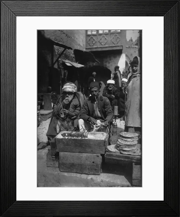 Framed Print : Jerusalem, meatball vendor, photograph by American Colony Photo Department, 1900-1920