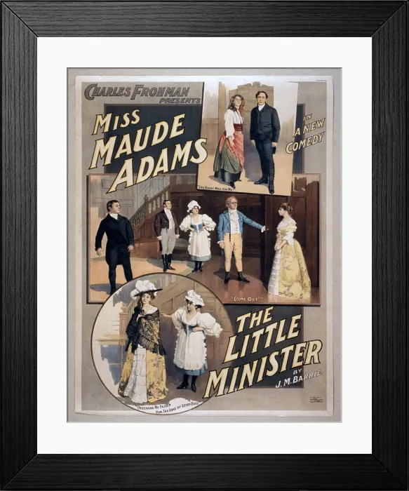 Framed Print : THE LITTLE MINISTER, J. M. Barrie's play about a Scottish aristocrat, played by Maude Adams, in the disguise of a gypsy becomes romantically involved with the local minister