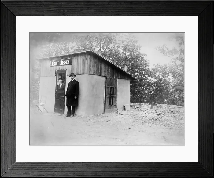Framed Print : Radio Station, Rogers Radio station, sign reads Mount Hooper, circa early 1900s Framed Print : Radio Station, Rogers Radio station, sign reads Mount Hooper, circa early 1900s