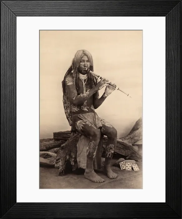 Framed Print : Native American of Quechan (Yuma) tribe playing a flute, an instrument used by many Native American groups. 1891 Framed Print : Native American of Quechan (Yuma) tribe playing a flute, an instrument used by many Native American groups. 1891