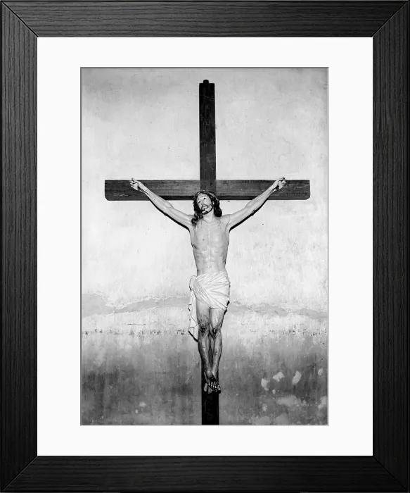 Framed Print : Crucifix, San Xavier del Bac Mission, Tucson, Az, Donald W. Dickensheets, photographer, ca. 1940