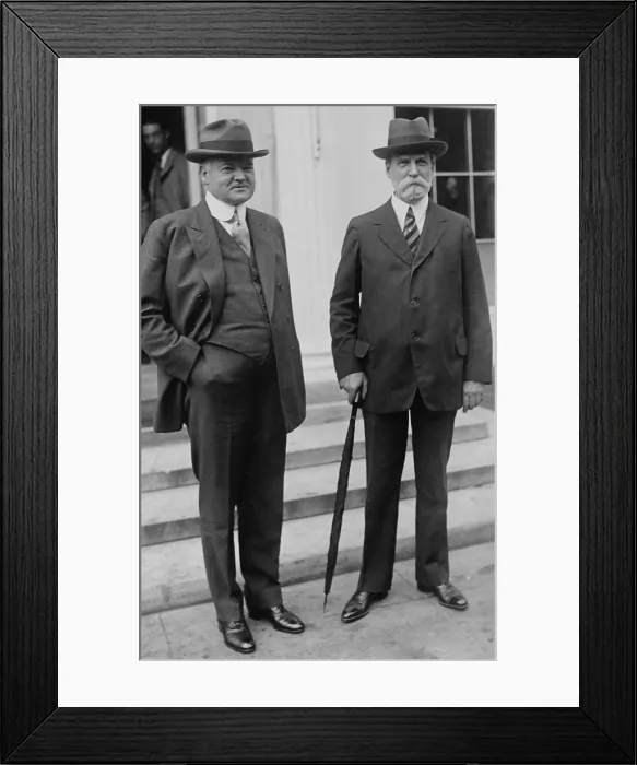 Framed Print : Sec. of State Charles Evans Hughes (1862-1948) and Sec. of Commerce Herbert Hoover (1874-1964), served in the Cabinet of both the Harding and Coolidge administrations. 1924 photo
