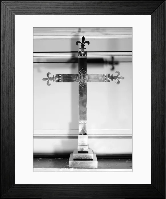 Framed Print : Detail of altar cross, IHS Inscription Trinity Church, Southport, CT, Jack E. Boucher, photographer, ca. 1856
