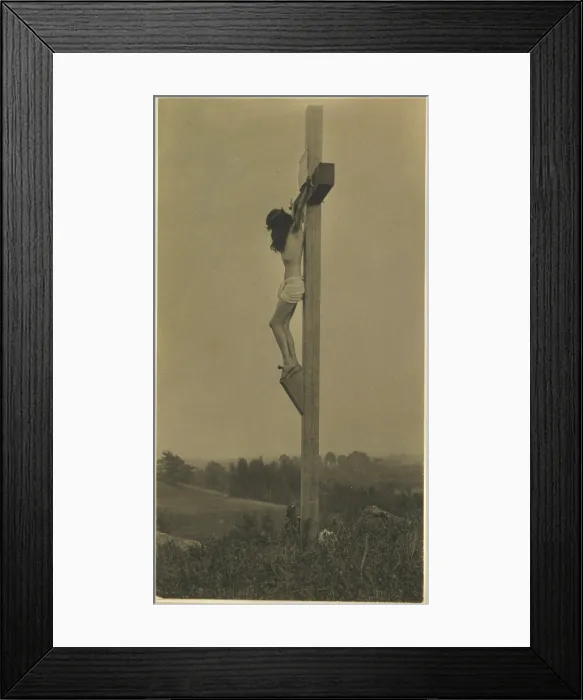 Framed Print : Jesus Christ, the Crucifixion in profile, platinum print photograph by F. Holland Day, 1898