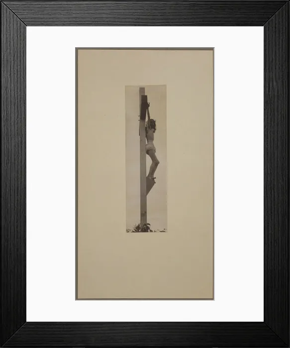 Framed Print : Jesus Christ, the Crucifixion in profile, platinum print photograph by F. Holland Day, 1898