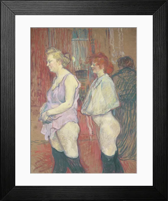 Framed Print : Rue des Moulins, by Henri de Toulouse-Lautrec, 1894, French Post-Impressionism painting, oil on cardboard