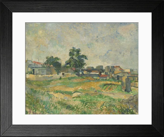 Framed Print : Landscape near Paris, by Paul Cezanne, 1876, French Post-Impressionist painting, oil on canvas Framed Print : Landscape near Paris, by Paul Cezanne, 1876, French Post-Impressionist painting, oil on canvas