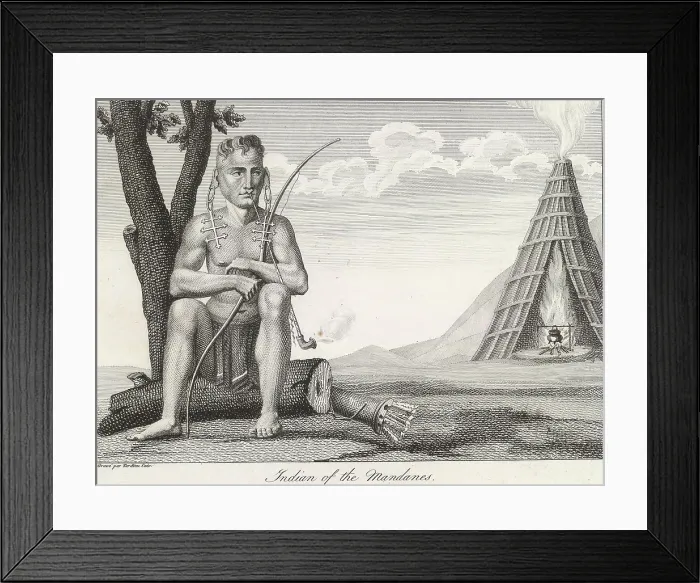 Framed Print : Indian of the nation of Mandans, plains Indians who lived in semi-permanent villages along the Missouri River in North Dakota