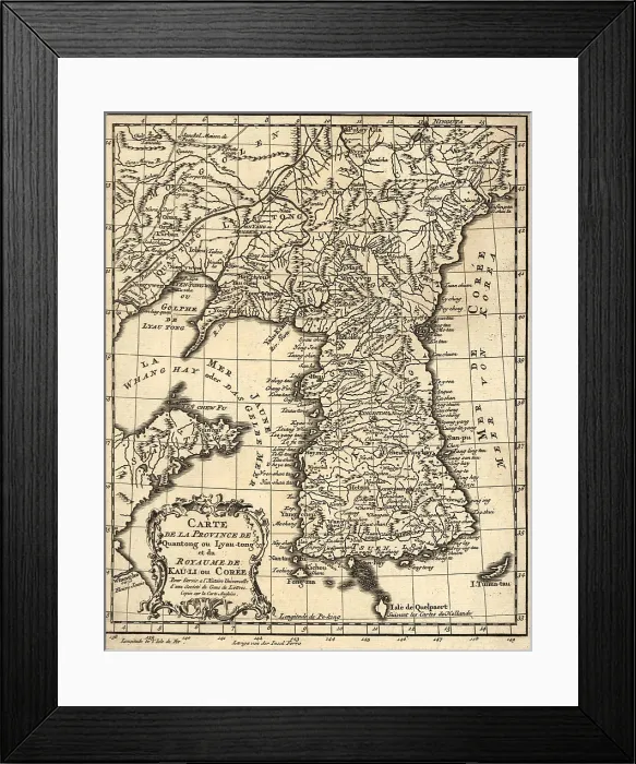 Framed Print : 1750 French map of Korea. Korean national identity has survived many invasions by its powerful neighbors, Japan and China