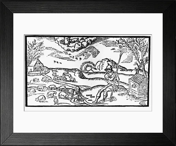 Framed Print : English shepherd of 16th c. Xylography. UNITED KINGDOM. London. The British Museum. AISA / Everett Collection (92269)**US SALES ONLY**
