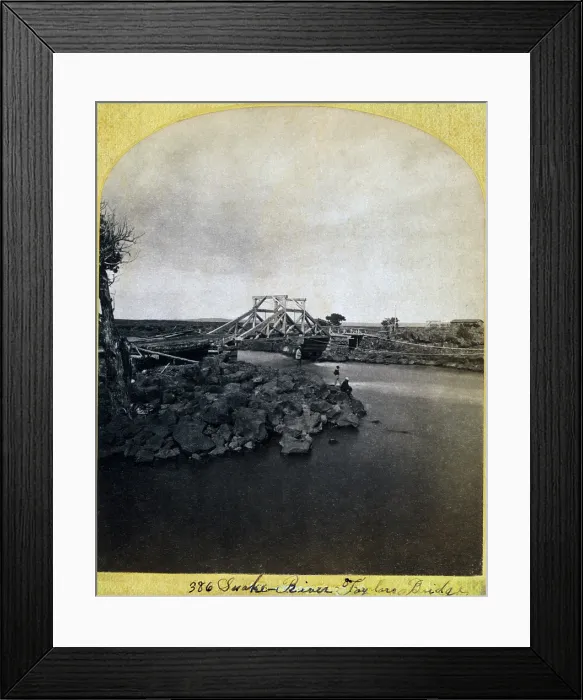 Framed Print : Snake River Bridge, aka Taylor's Bridge, Idaho. Timothy O'Sullivan, Albumen print, 1870