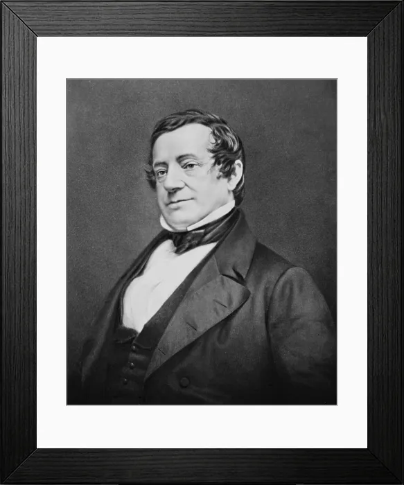 Framed Print : Washington Irving (1783-1859), American author of classic short stories 'The Legend of Sleepy Hollow' and 'Rip Van Winkle, ' in an 1864 portrait