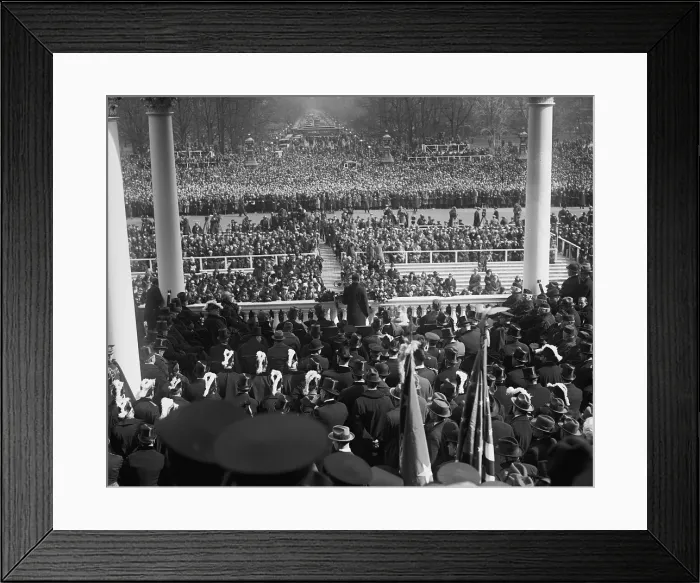 Framed Print : President Calvin Coolidge (1872-33) giving his inaugural address at the US Capitol in March 1925