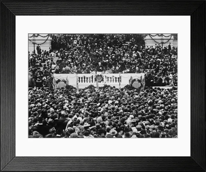 Framed Print : Woodrow Wilson (1856-1924) reading inaugural address in 1913