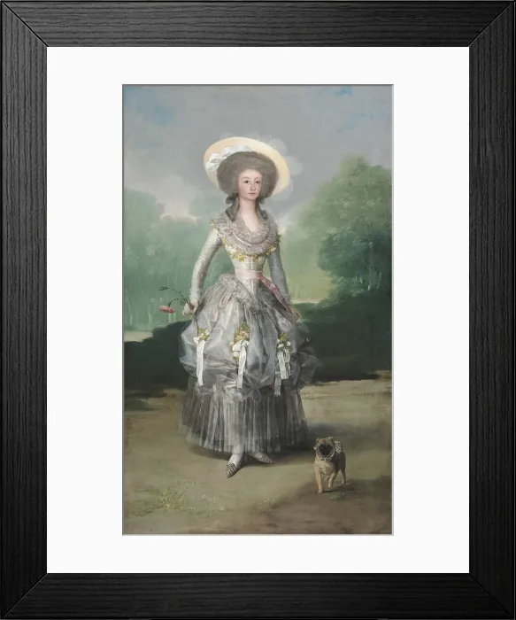 Framed Print : The Marquesa de Pontejos, by Francisco de Goya, c. 1786, Spanish painting, oil on canvas. She is dressed in the shepherdess style popular in pre-revolutionary France Framed Print : The Marquesa de Pontejos, by Francisco de Goya, c. 1786, Spanish painting, oil on canvas. She is dressed in the shepherdess style popular in pre-revolutionary France