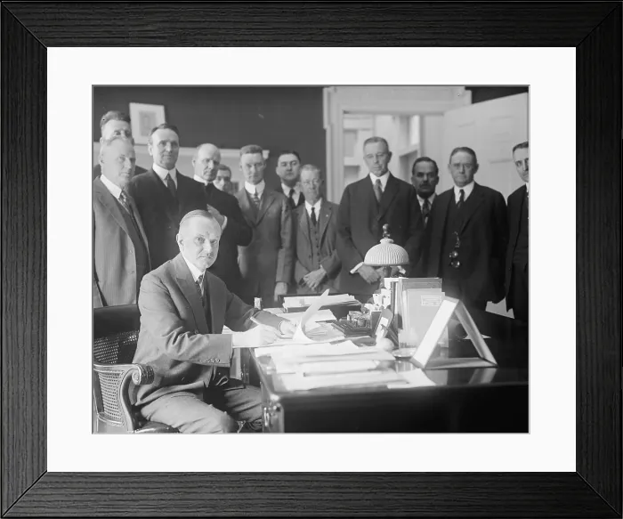 Framed Print : President Calvin Coolidge (1872-33) signing a bill into law in 1924