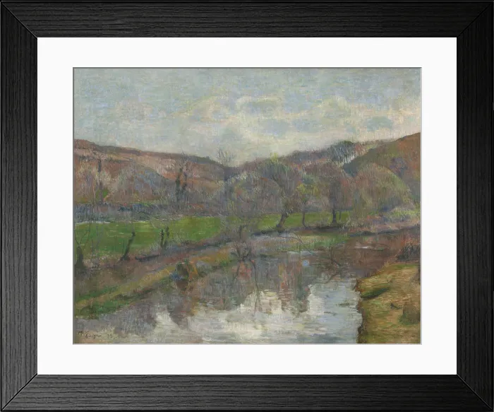 Framed Print : Brittany Landscape, by Paul Gauguin, 1888, French Post-Impressionist painting, oil on canvas. Gauguin built this painting with small impressionist brushstrokes (BSLOC_2016_5_271)