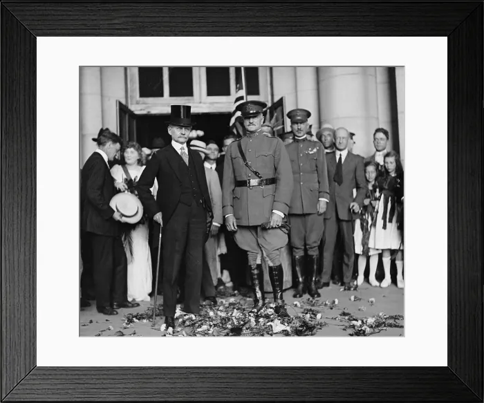 Framed Print : General Pershing (1860-1948) with Woodrow Wilson's Vice President Marshall on September 11, 1919