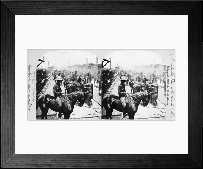 Framed Print : Roosevelt's 'Rough Rider's' arrival at Tampa, Fla. at railroad facilities