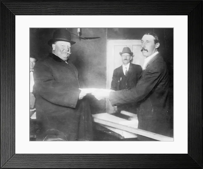 Framed Print : President William Taft (1857-1930) voting in 1912, when the divided Republican lost the Presidency to Democratic Woodrow Wilson