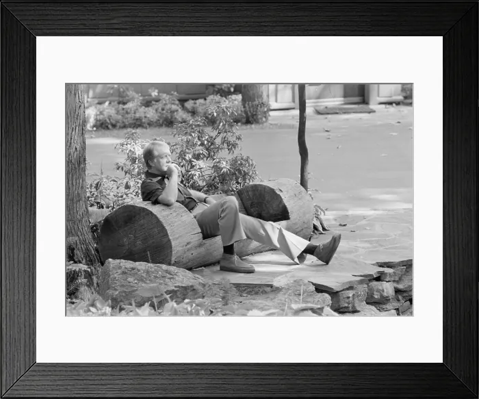 Framed Print : President Jimmy Carter sitting in a rustic log hewn chair at the Camp David Presidential retreat. Ca. 1977-1980 Framed Print : President Jimmy Carter sitting in a rustic log hewn chair at the Camp David Presidential retreat. Ca. 1977-1980