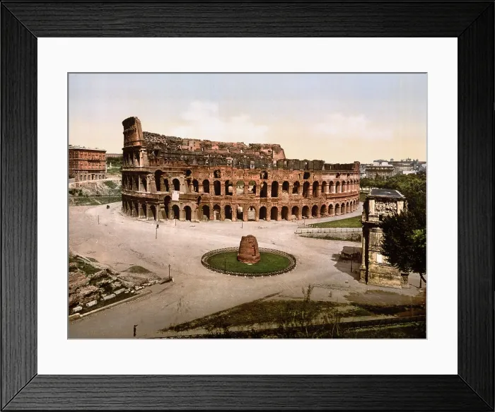 Framed Print : Rome, Colosseum and Meta Sudans at Rome, photochrom, ca 1890s Framed Print : Rome, Colosseum and Meta Sudans at Rome, photochrom, ca 1890s