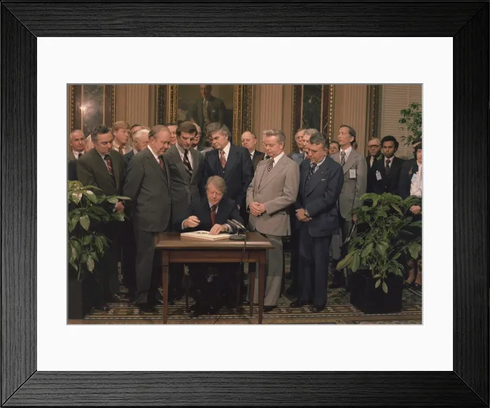 Framed Print : Jimmy Carter signs a Social Security Act on December 20 1977