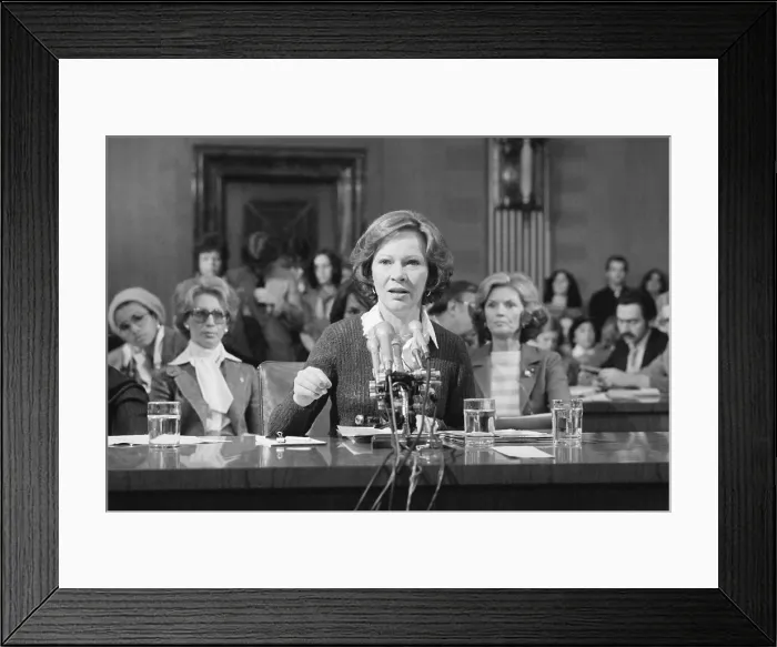 Framed Print : Rosalynn Carter testifies before Senate Subcommittee on Health on May 15 1979 to lobby for the Mental Health Systems Act. It passed in Sept. 1980 Framed Print : Rosalynn Carter testifies before Senate Subcommittee on Health on May 15 1979 to lobby for the Mental Health Systems Act. It passed in Sept. 1980