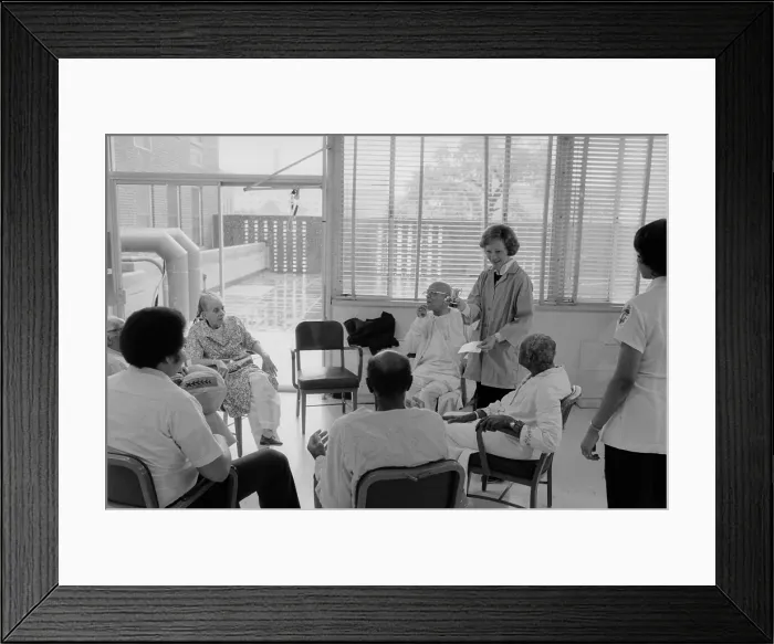 Framed Print : Rosalynn Carter works with staff and patients at the Washington DC General Hospital Framed Print : Rosalynn Carter works with staff and patients at the Washington DC General Hospital