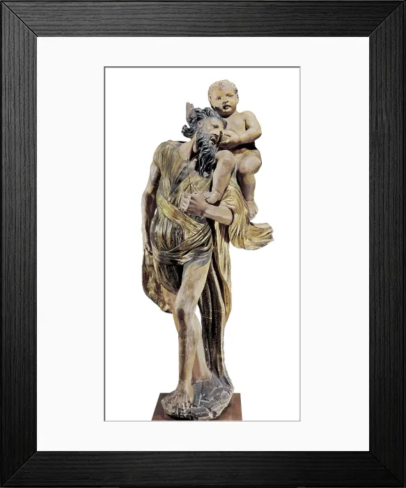 Framed Print : BERRUGUETE, Alonso (1480-1561). Saint Christopher. ca. 1500. Renaissance art. Sculpture on wood. SPAIN. Valladolid. National Museum of Sculpture