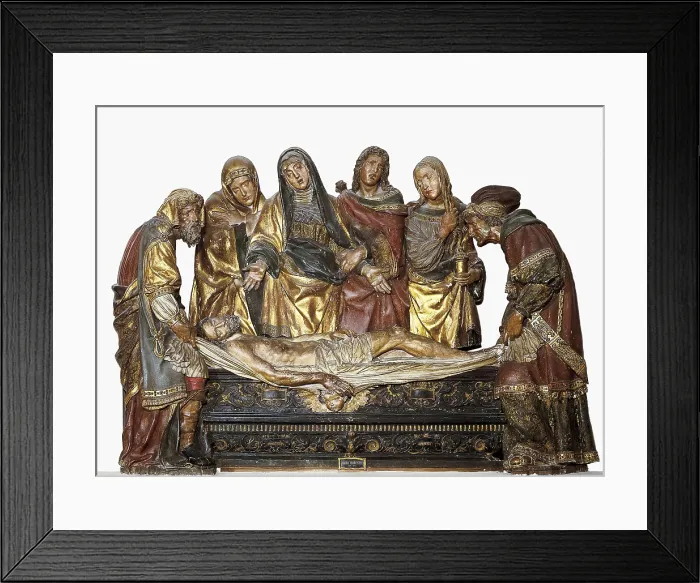 Framed Print : FLORENTINO, Jacobo (1456-1526). The Burial of Christ. beg. 16th c. Renaissance art. Sculpture on wood. SPAIN. Granada. Museums of Fine Arts of Granada Framed Print : FLORENTINO, Jacobo (1456-1526). The Burial of Christ. beg. 16th c. Renaissance art. Sculpture on wood. SPAIN. Granada. Museums of Fine Arts of Granada