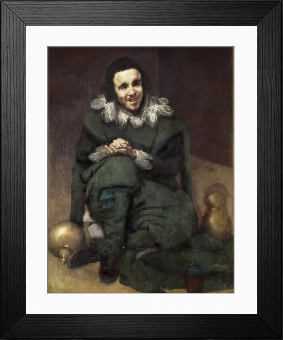 Framed Print : VELAZQUEZ, Diego Rodriguez de Silva (1599-1660). The Buffoon Calabacillas. 1636. Mistakenly called 'The Idiot of Coria'. Baroque art. Oil on canvas. SPAIN. Madrid