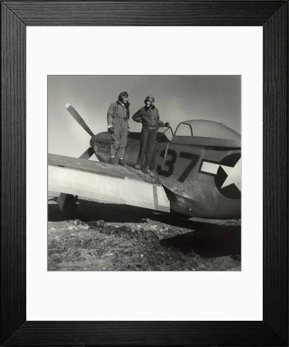 Framed Print : Deputy Group Commander George S. Spanky Roberts, photographer Toni Frissell, on a P-5 / D aircraft named Piggyback, photo by Toni Frissell, Ramitelli, Italy, March 1945