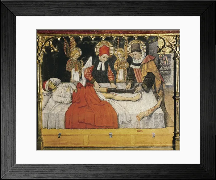 Framed Print : HUGUET, Jaume (1415-1492). Altarpiece of St. 1459-1460. Detail of a predella. Gothic art. Tempera on wood. SPAIN. Terrassa. Church of St. Mary