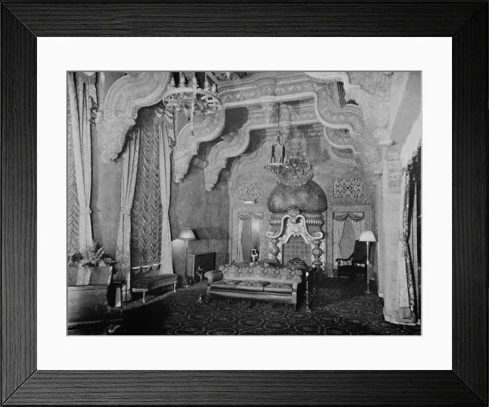 Framed Print : The Oriental Theatre interior, smoking room, Eugene, Oregon, 1930