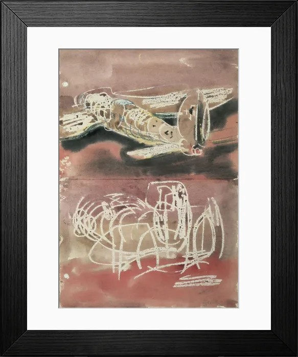 Framed Print : Planes (1940). Wax drawing by Henry Moore. Drawing. Private Collection. AISA / Everett Collection (99130)**US SALES ONLY**