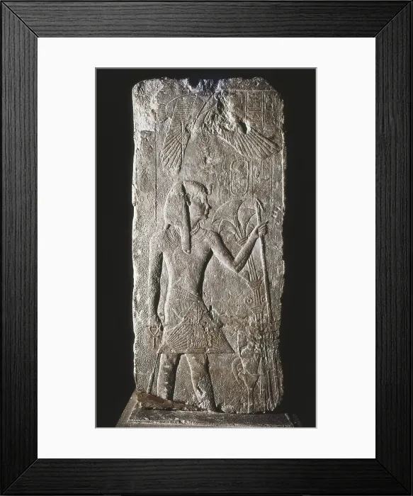 Framed Print : Menkauhor Relief. ca. 2388 BC. 5th dynasty. Egyptian art. Old Kingdom. Relief. FRANCE. Paris. Louvre Museum. Proc: EGYPT. Giza. Menkaure's Pyramid