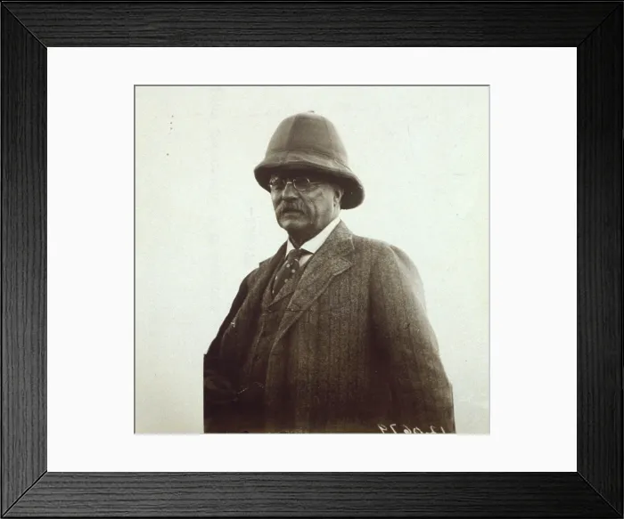 Framed Print : Theodore Roosevelt wearing a pith helmet during his 1910 African expedition