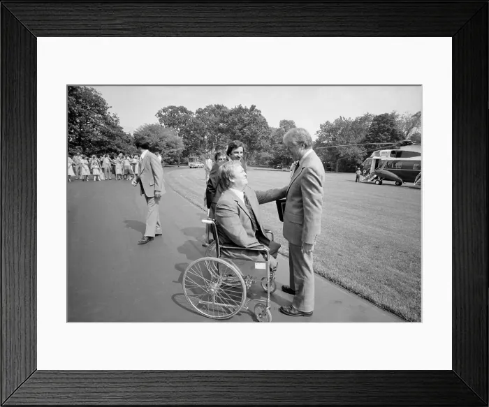 Framed Print : President Carter with Max Cleland b. 1942 a disabled Vietnam veteran who served as Administrator of Veterans Affairs in the Carter Administration. Ca. 1977-1980 Framed Print : President Carter with Max Cleland b. 1942 a disabled Vietnam veteran who served as Administrator of Veterans Affairs in the Carter Administration. Ca. 1977-1980
