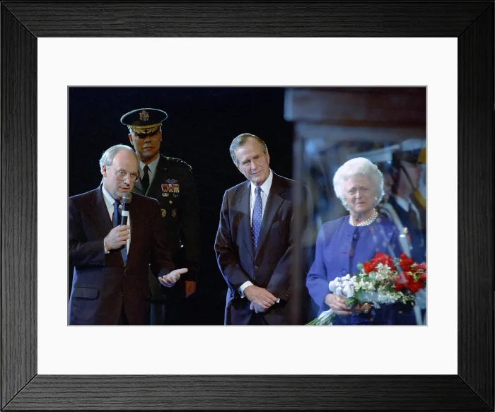 Framed Print : Sec. of Defense Dick Cheney and Gen. Colin Powell host a ceremony in honor of outgoing President Bush. Jan. 14 1993 Framed Print : Sec. of Defense Dick Cheney and Gen. Colin Powell host a ceremony in honor of outgoing President Bush. Jan. 14 1993