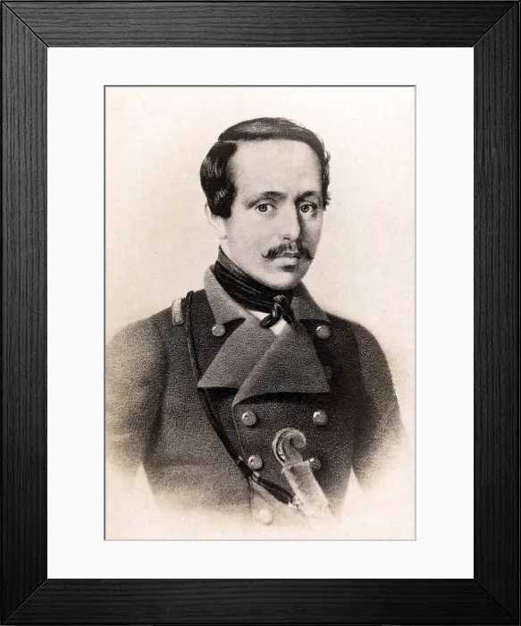 Framed Print : Mikhail Lermontov (1814-1841) Russian poet and novelist wrote the influential 'A Hero of Our Time', 1840